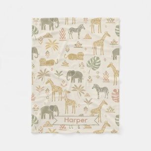 Personalisierte Safari Kids Fleece Namensdecke