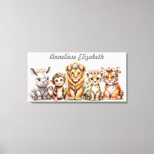 Personalisierte Safari-Kinderzimmer-Kunst Elegante Leinwanddruck