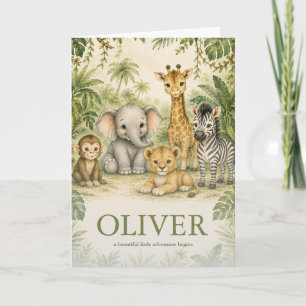 Personalisierte Safari-Kinderzimmer-Namen-Grußkart Karte