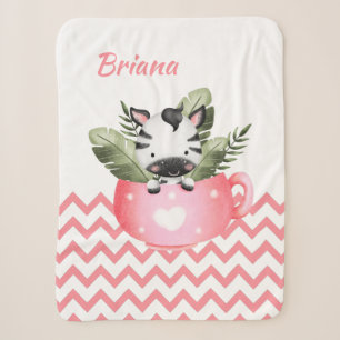Personalisierte Safari-Tiere in einem Cup-Baby-Bla Sherpadecke
