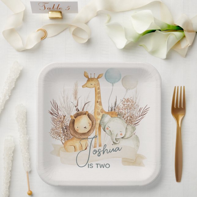 Personalisierte Safari-Tiere Papier-Teller Pappteller (Hochzeit)
