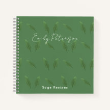 Personalisierte Sage Green Blätter Muster Cook Rez