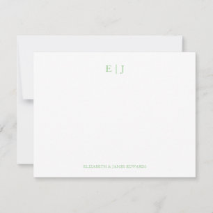 Personalisierte Sage Green Monogram Couple Initial Mitteilungskarte