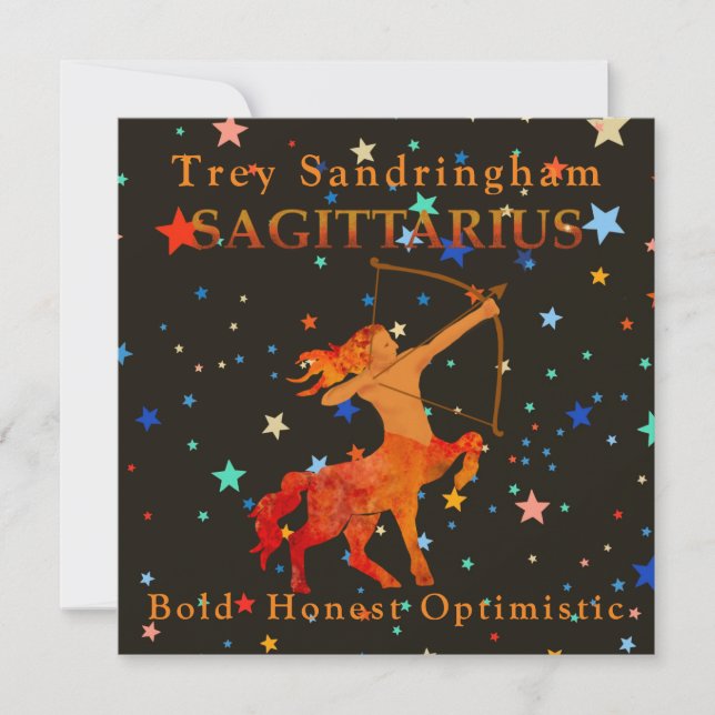 Personalisierte Sagittarius Zodiac-Flachkarte (Vorderseite)
