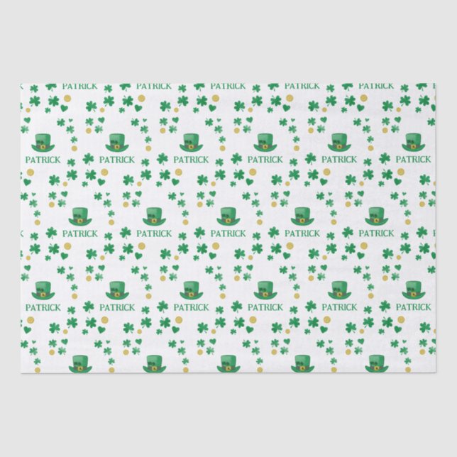 Personalisierte Saint Patricks Leprechaun Clover Seidenpapier (Vorderseite)