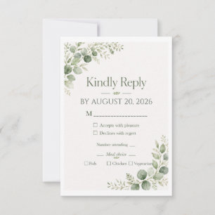 Personalisierte Salbei-Eukalyptus-RSVP-Karte RSVP Karte