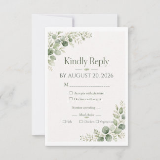 Personalisierte Salbei-Eukalyptus-RSVP-Karte RSVP Karte