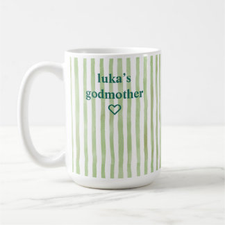Personalisierte Salbeigrün gestreifte Patentante Kaffeetasse