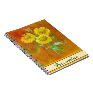 Personalisierte sanft gemalte Sonnenblumen Notizblock