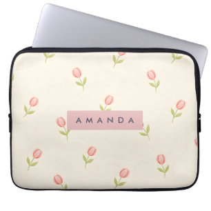 Personalisierte sanfte Pastell-Rosa Tulpe Laptopschutzhülle