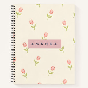 Personalisierte sanfte Pastell-Rosa Tulpe Notizbuch