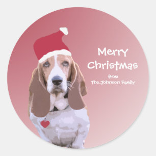 Personalisierte Sankt-Dachshund-Jagdhund-Aufkleber Runder Aufkleber