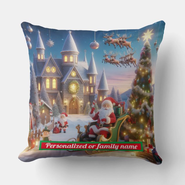 Personalisierte SANTA CLAUS CHRISTMAS FARBFARBIG Kissen (Vorderseite)