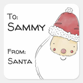 Personalisierte Santa Gift Tags Quadratischer Aufkleber