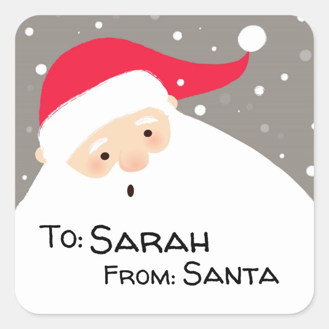 Personalisierte Santa Gift Tags Quadratischer Aufkleber (Vorderseite)