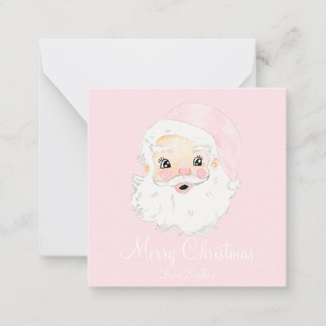 Personalisierte Santa Pink Hat Preppy-Farbe Mitteilungskarte (Vorderseite)