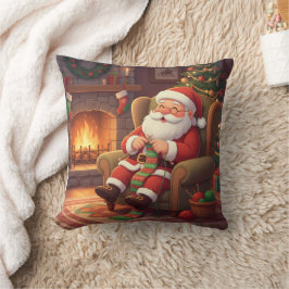 Personalisierte "Santas gemütliche Strickecke" Kissen