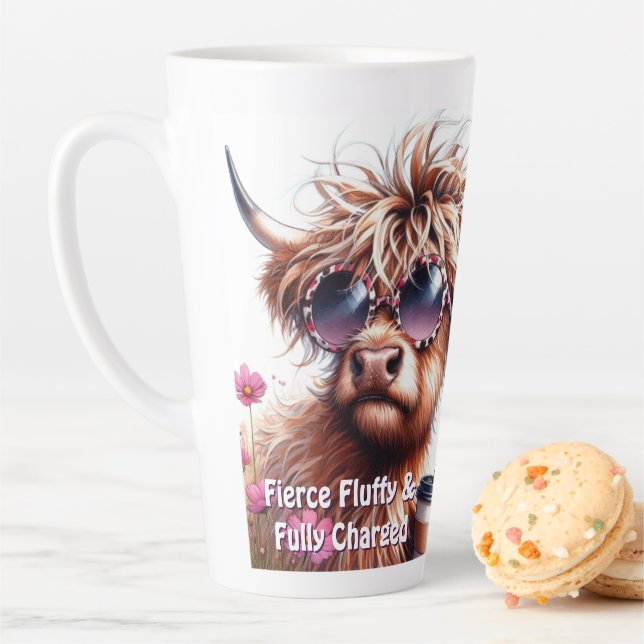 Personalisierte Sassy Highland Kuh Latte Tasse (Beispiel)