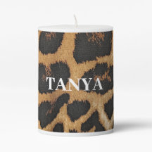 Personalisierte Säule Kerze - Leopardendruck