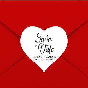 Personalisierte Save the Date Hochzeitsankündigung Herz-Aufkleber