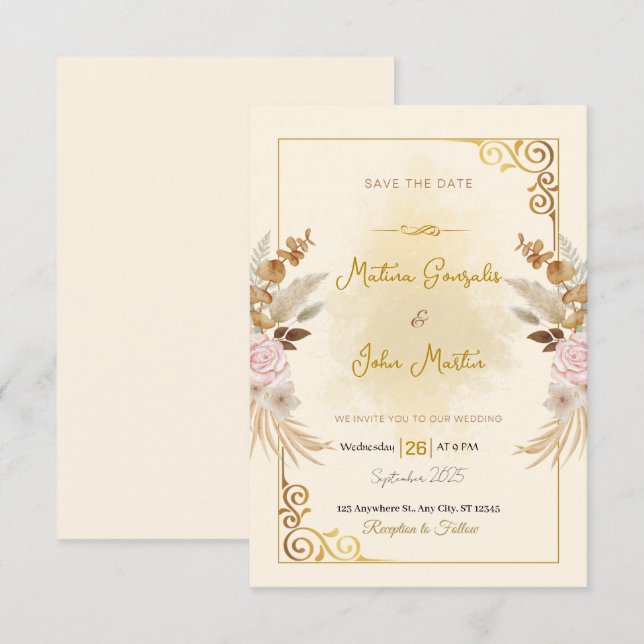 Personalisierte Save the Date-Karte Date (Vorne/Hinten)