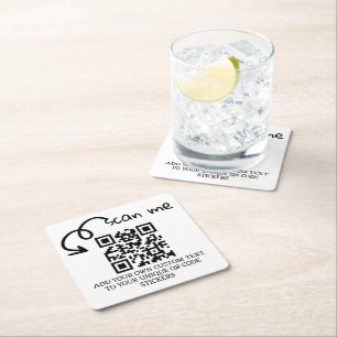 Personalisierte, scannable Website mit QR-Code Rechteckiger Pappuntersetzer
