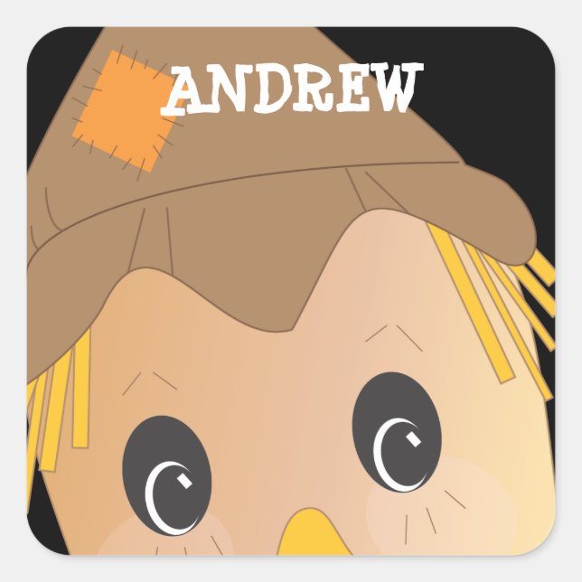 Personalisierte Scarecrow Halloween-Aufkleber Quadratischer Aufkleber (Vorderseite)