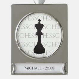 Personalisierte Schach King Classic Piece Moderne Banner-Ornament Silber
