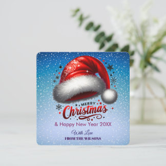 Personalisierte scharlachrote Weihnachtsmannmütze Feiertagskarte