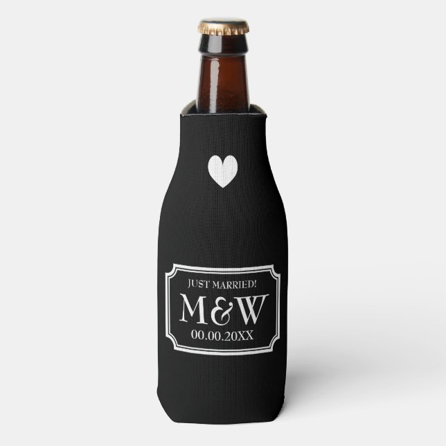 Personalisierte schick Hochzeit Monogramm Flaschen Flaschenkühler (Flaschenvorderseite)