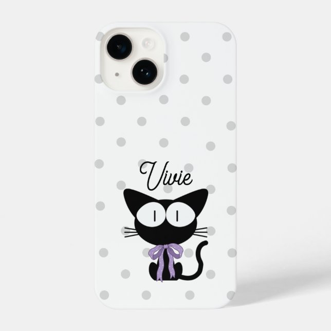 Personalisierte Schicke Polka-Punkte iPhone 14 Hülle (Rückseite)