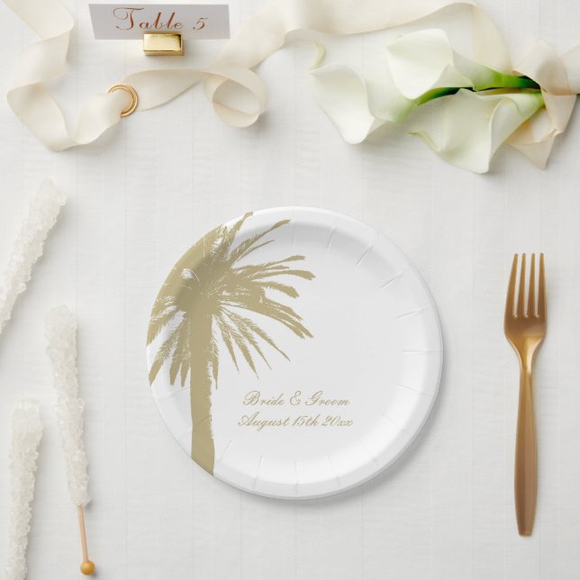 Personalisierte schicke Strand Hochzeitszeitung Pa Pappteller (Hochzeit)