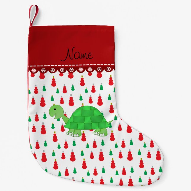 Personalisierte Schildkrötenschneemänner Kleiner Weihnachtsstrumpf (Vorderseite)