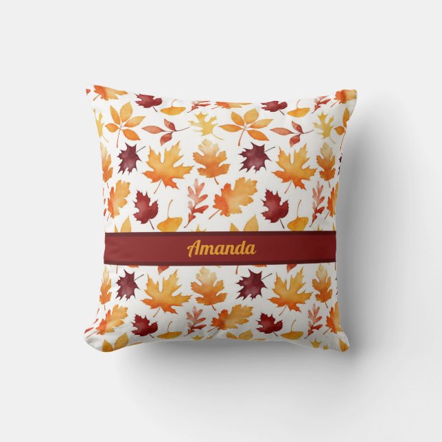 Personalisierte, schlichte Herbstblätter Kissen (Vorderseite)