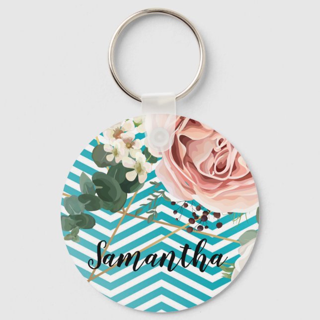Personalisierte Schlüsselkette Geometrische Rose Z Schlüsselanhänger (Vorderseite)