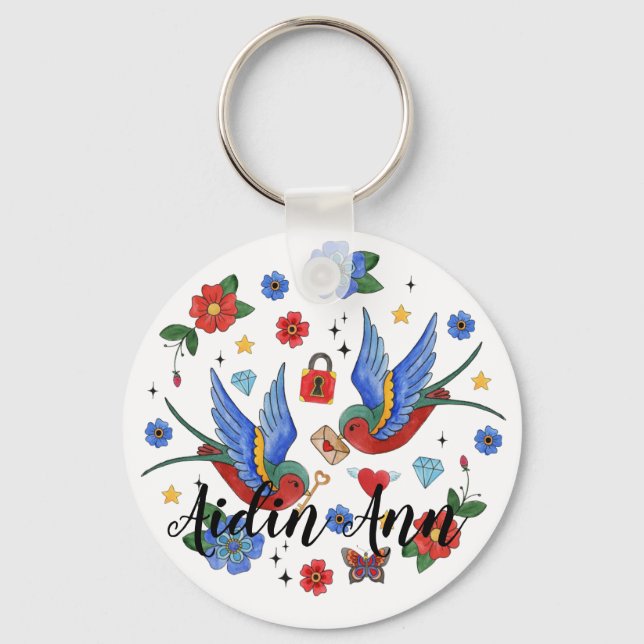 Personalisierte Schlüsselkette Traditioneller Bird Schlüsselanhänger (Vorderseite)