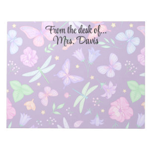 Personalisierte Schmetterling-Libelle-Blume Notizblock