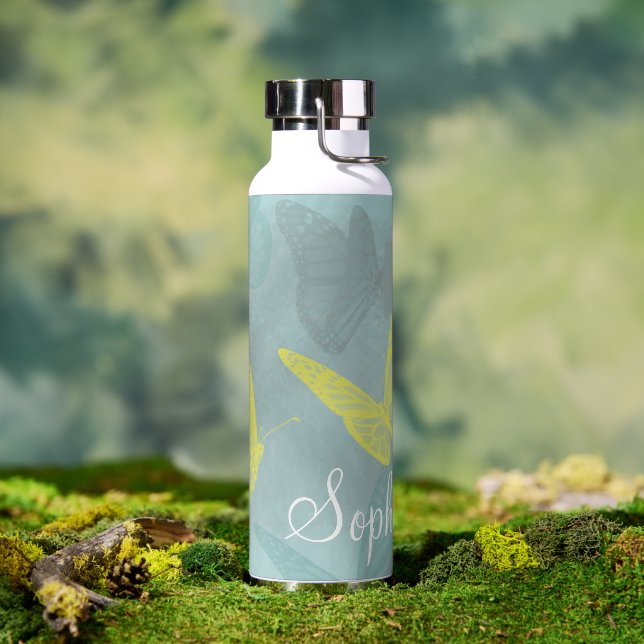 Personalisierte Schmetterlinge Grunge Trinkflasche (Außenbereich)