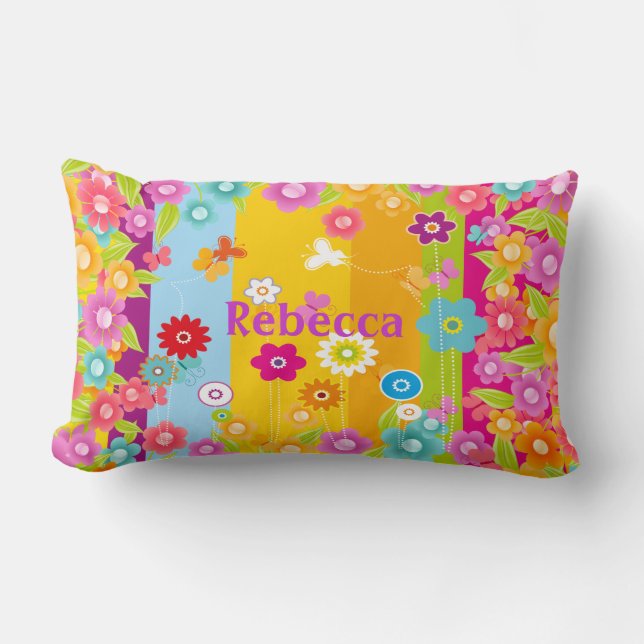 personalisierte Schmetterlinge und Blume Lendenkissen (Vorderseite)