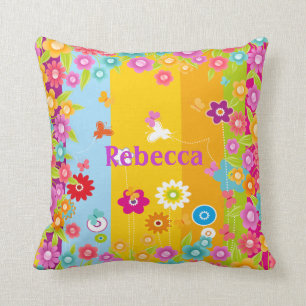 Personalisierte Schmetterlinge und Blumen Kissen
