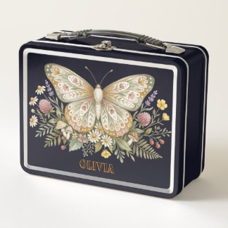 Personalisierte Schmetterlings-Lunchbox mit indivi Metall Brotdose