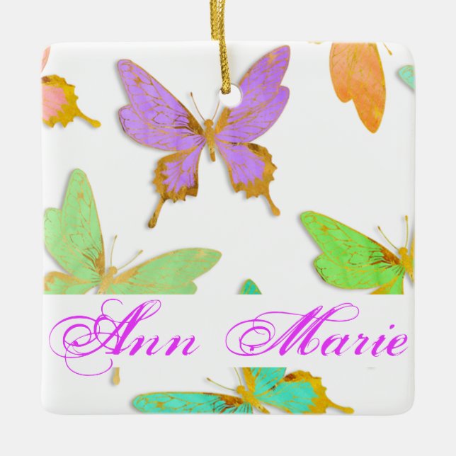Personalisierte Schmetterlingserie Keramik Ornamen Keramikornament (Vorderseite)