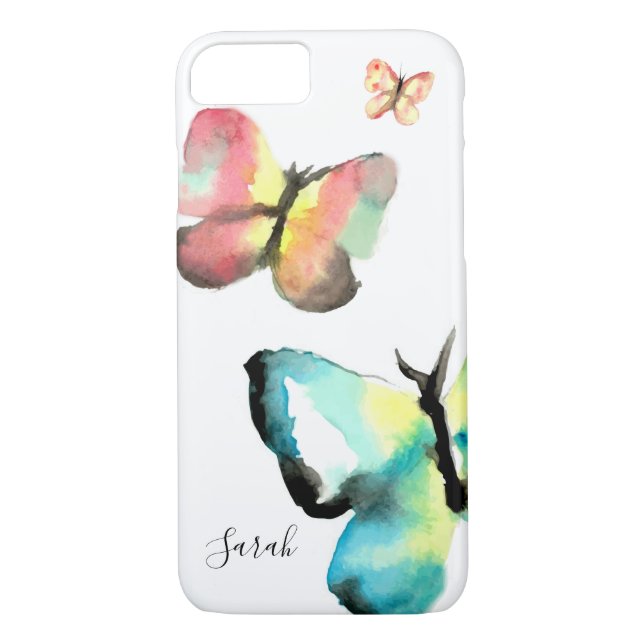Personalisierte Schmetterlingswasserfarbe Case-Mate iPhone Hülle (Rückseite)