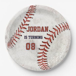 Personalisierte schmutzige Baseball-Look-Grunge-Pa Pappteller