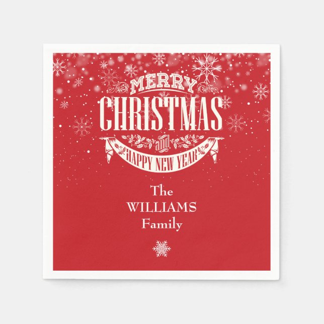 Personalisierte Schneeflocken Frohe Weihnachten Serviette (Vorderseite)