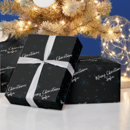 Personalisierte Schneeflocken Frohe Weihnachtsname Geschenkpapier