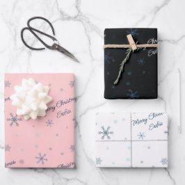 Personalisierte Schneeflocken Frohe Weihnachtsname Geschenkpapier Set