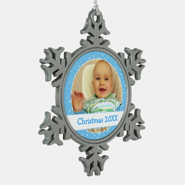 Personalisierte Schneeflocken Zinn-Ornament (Links)