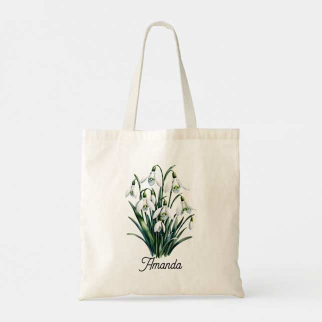 Personalisierte Schneeglöckchen-Blumen-Tasche – Be Tragetasche (Rückseite)