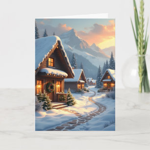 Personalisierte Schneelandschaft Dorf Weihnachtska Feiertagskarte